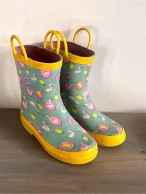 Lily & Dan Yellow, Turquoise, Pink Flamingo, Pineapple Rain Boots Kids Sz 11/12